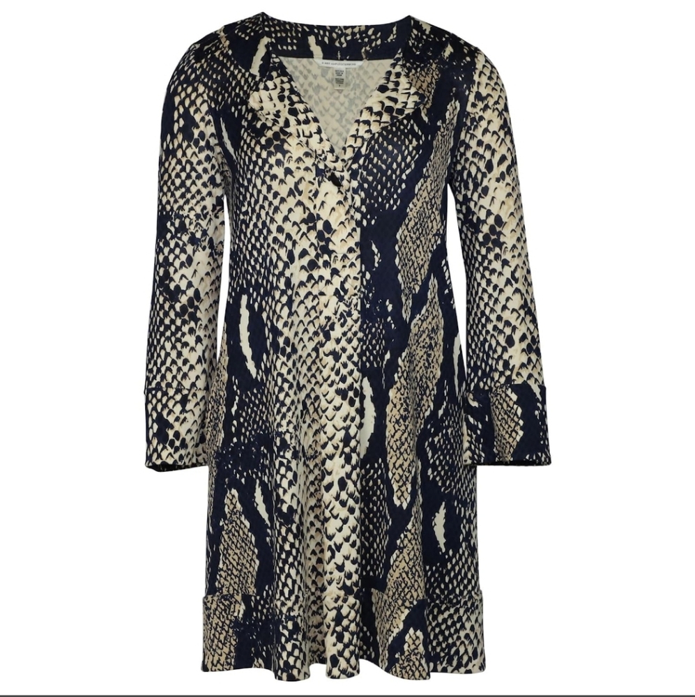 Diane Von Furstenberg Black Cream Python Print 10… - image 1